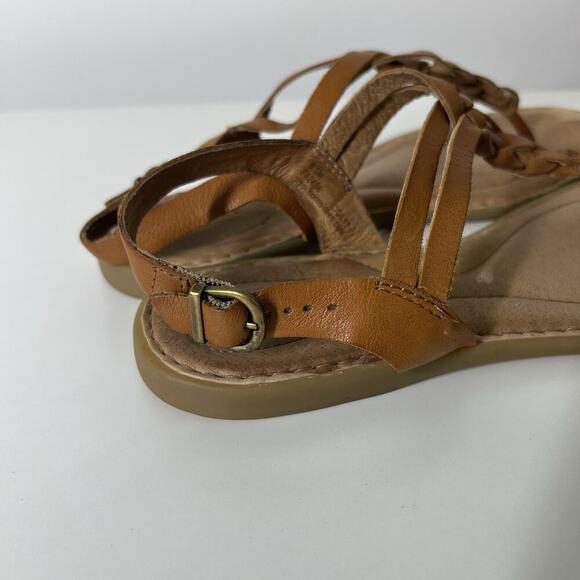 Born Lake Sandal Women’s 8.5 M Brown Braided Leather Strap Cushioned Buckle - Picture 5 of 8